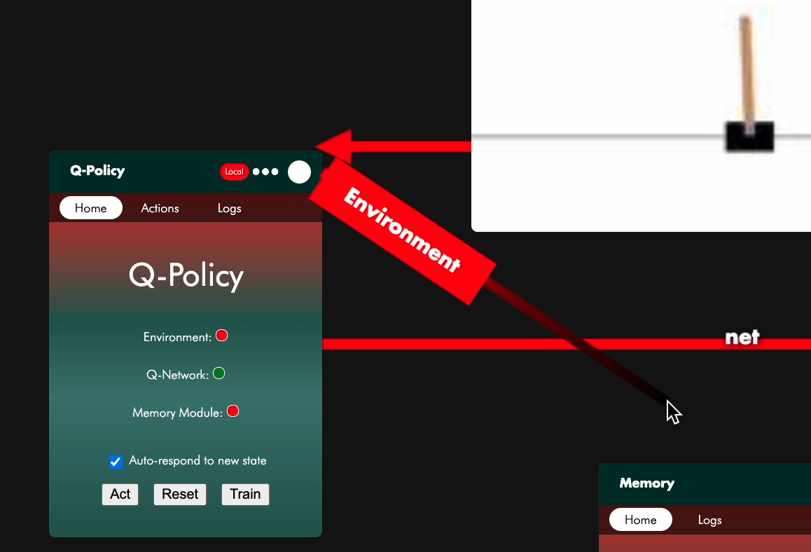 Interactive wiring of units into a policy graph.